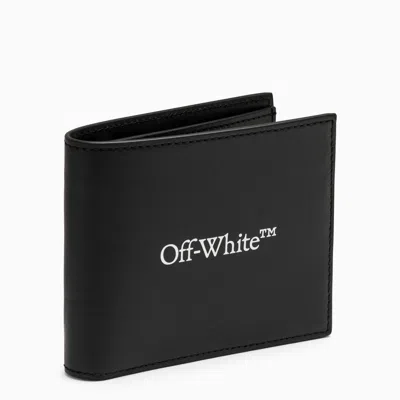 Off-white Black Leather Bi-fold Wallet With Logo Men In Blue