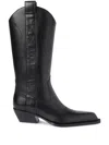 Off-white For Walking Leather Western Boots With Embroideries In Black