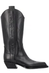 Off-white Western Style Boots Cuban Heel In Black