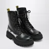 Off-white Black Leather “for Walking” Combat Boots In Black