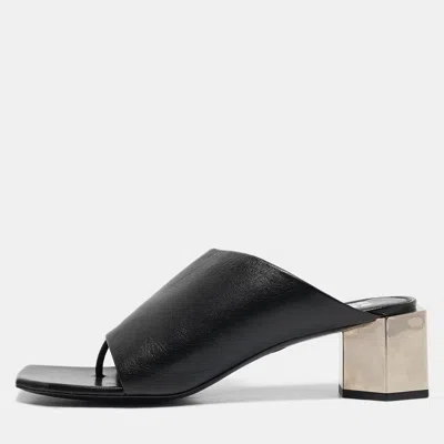 Pre-owned Off-white Black Leather Hexnut Mule Size 40