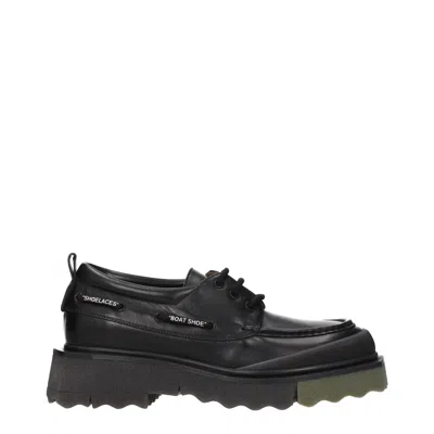 Off-white Black Leather Oxfords And Derby