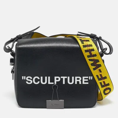 Pre-owned Off-white Black Leather Sculpture Binder Clip Crossbody Bag