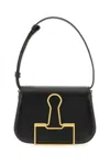 Off-white Leather Skeleton Binder Shoulder Bag With Golden Detail In 1000