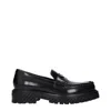 Off-white Black Leather Slip-on Loafers In Black