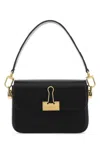 Off-white Black Leather Small Plain Binder Handbag In Black