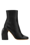 Off-white Off White Black Leather Spring Ankle Boots In Black