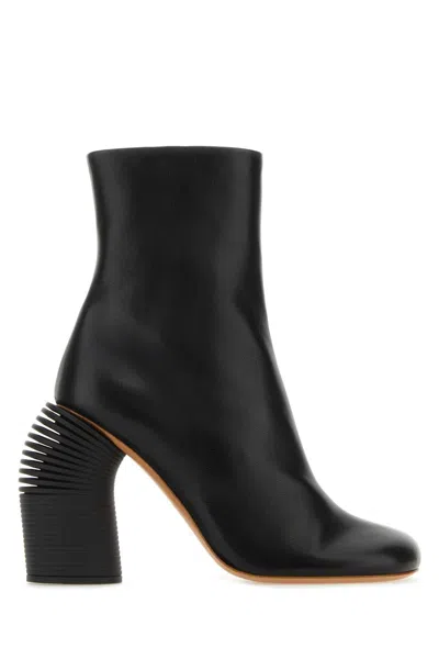 Off-white Black Leather Spring Ankle Boots
