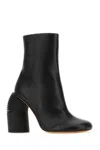 Off-white Off White Black Leather Spring Ankle Boots In Blkblk