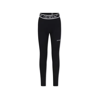 OFF-WHITE BLACK LEGGINGS FOR GIRL WITH LOGO