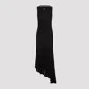 Off-white Black Light Ribbed Embroidered 20s Long Dress In Black