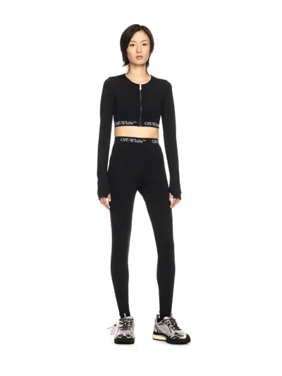 Off-white Black Logo Band Zip Crop Top