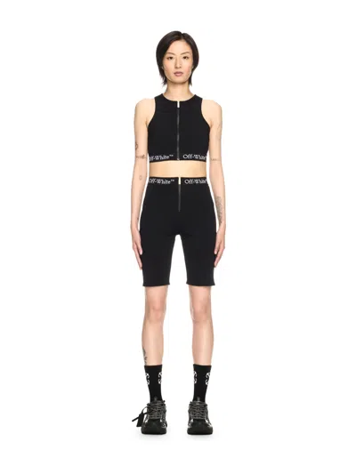 Off-white Black Logo Band Zip Rowing Top