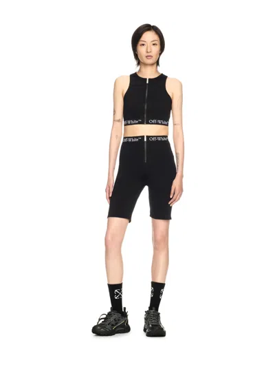Off-white Black Logo Band Zip Shorts