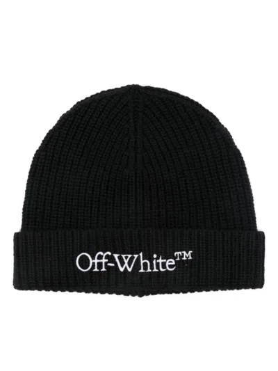 OFF-WHITE BLACK LOGO BEANIE HAT