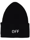 Off-white Off Stamp Loose Knit Beanie Black White In Black