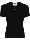 Off-white Off White Cropped T Shirt With Off Embroidery In Black