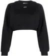 Off-white Cotton Sweatshirt With Frontal Logo In Black