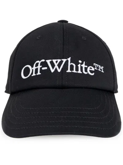OFF-WHITE BLACK LOGO-EMBROIDERED COTTON CAP