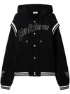 Off-white Black Varsity Sweatshirt With Press-stud Fastening And Bold Lettering In Black