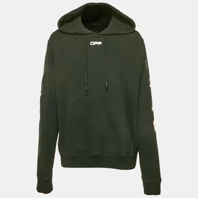 Pre-owned Off-white Black Logo Print Cotton Hooded Sweatshirt Xl