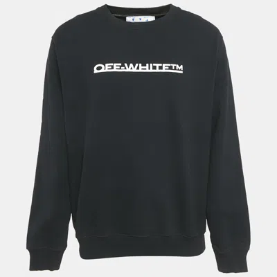 Pre-owned Off-white Black Logo Print Cotton Sweatshirt L