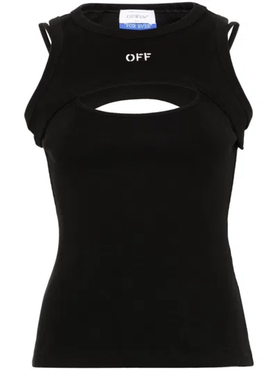 Off-white Black Logo Ribbed Tank Top In Multicolor