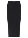 Off-white Fitted Midi Skirt In Stretch Technical Fabric With Front Logo Detail In Black