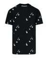 Off-white Cotton T-shirt With Allover Logo Print In Black