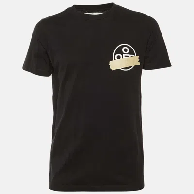 Pre-owned Off-white Black Logo Tape Printed Cotton Knit T-shirt S
