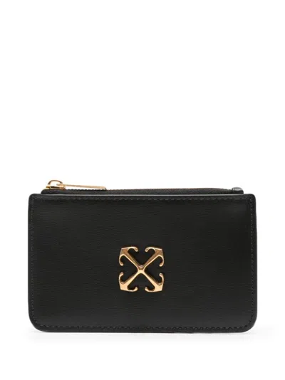 Off-white Jitney Arrows-plaque Leather Wallet In Black