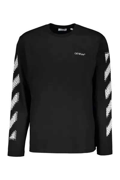Off-white Black Long-sleeve T-shirt With Graphic Details