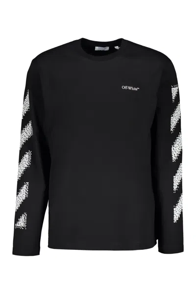 Off-white Black Long-sleeve T-shirt With Graphic Details