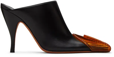 Off-white Black Lunar Mules In Black Orange