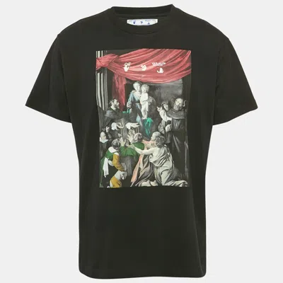 Pre-owned Off-white Black Mary Print Cotton Crew Neck T-shirt Xs