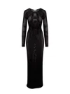 Off-white Black Mesh Long Dress In Black