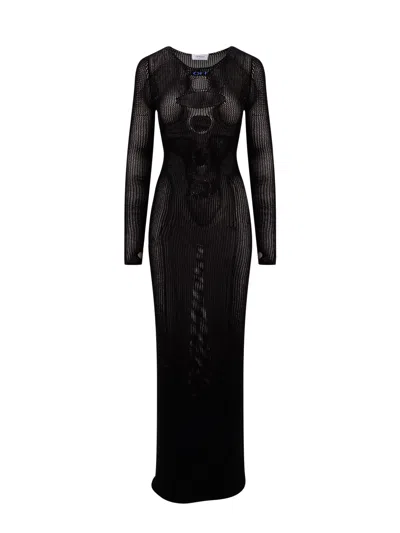 Off-white Black Mesh Long Dress