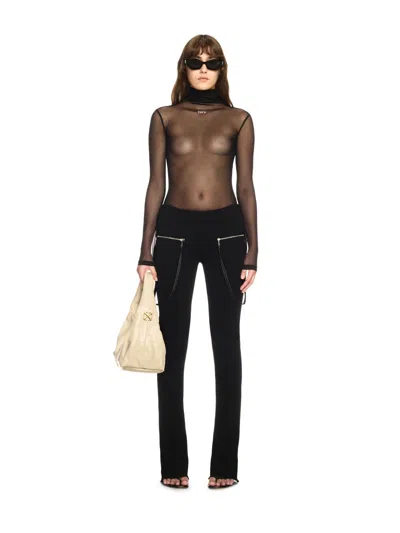 Off-white Black Mesh Long-sleeved Top