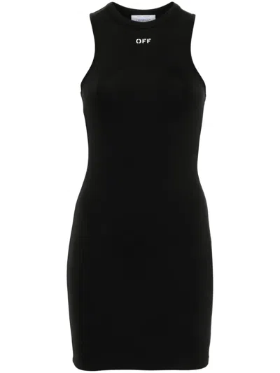 OFF-WHITE OFF-WHITE  BLACK MINI DRESS WITH LOGO