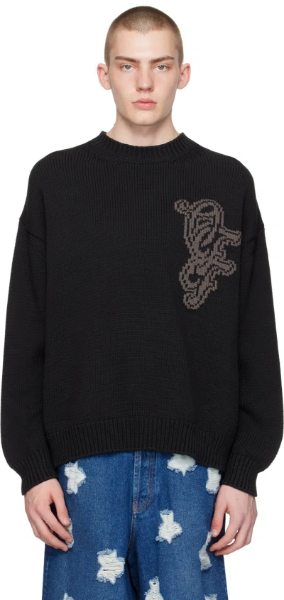 Off-white Natlover Intarsia-logo Jumper In Black