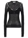 Off-white Net Arrow Bralette Black Viscose Top In Black