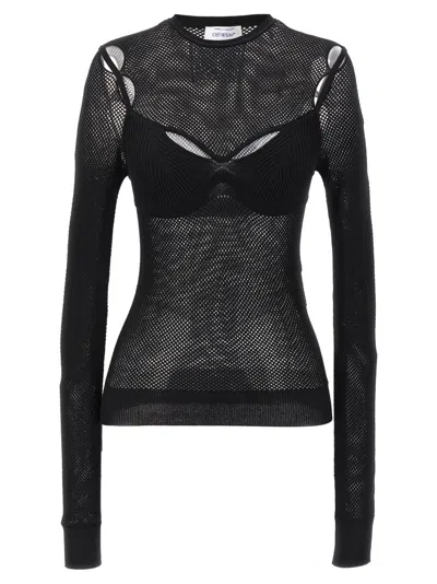 OFF-WHITE BLACK NET ARROW BRALETTE TOP