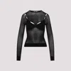 Off-white Net Arrow Bralette Black Viscose Top In Black