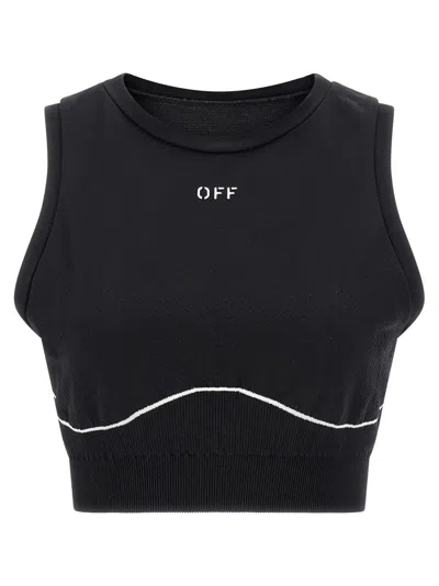 OFF-WHITE WOMEN BLACK OFF ACTIVE LINE TOP, M/L LUXURY TOPS FOR WOMEN DARVEYS