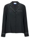 Off-white Off White Embroidered Silk Blend Pyjama Shirt In Black