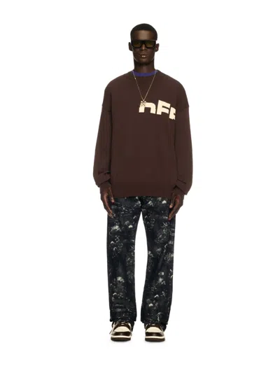 Off-white Black Off Split Knit Sweater In Brown