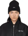 Off-white Black Off Stamp Loose Knit Beanie In Black - White