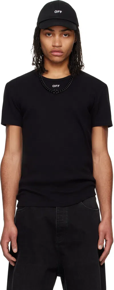 Off-white Black Off Stamp Rib Shaped T-shirt In Black - White