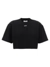 Off-white Off White Cropped T Shirt With Off Embroidery In Black