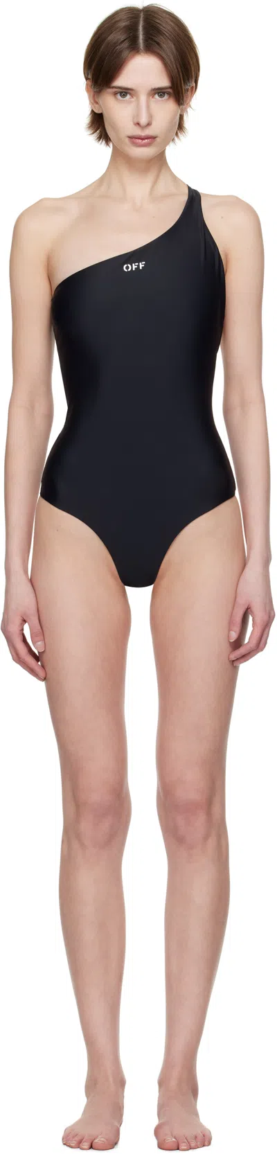 OFF-WHITE BLACK ONE-SHOULDER SWIMSUIT
